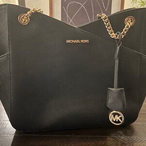 Michael Kors Jet Set Large Saffiano Leather Shoulder Bag, Black